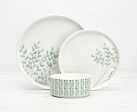 Buttercup 12-Pc Dinnerware Set, Green and White