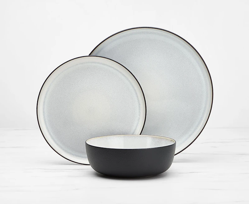 Ensemble de vaisselle de 12 pièces Granite, noir