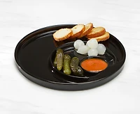 Assiette à fondue circulaire avec 3 compartiments, noir, 22 cm
