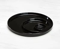 Assiette à fondue circulaire avec 3 compartiments, noir, 22 cm