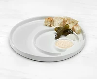 Assiette à fondue circulaire avec 3 compartiments, blanche, 22 cm