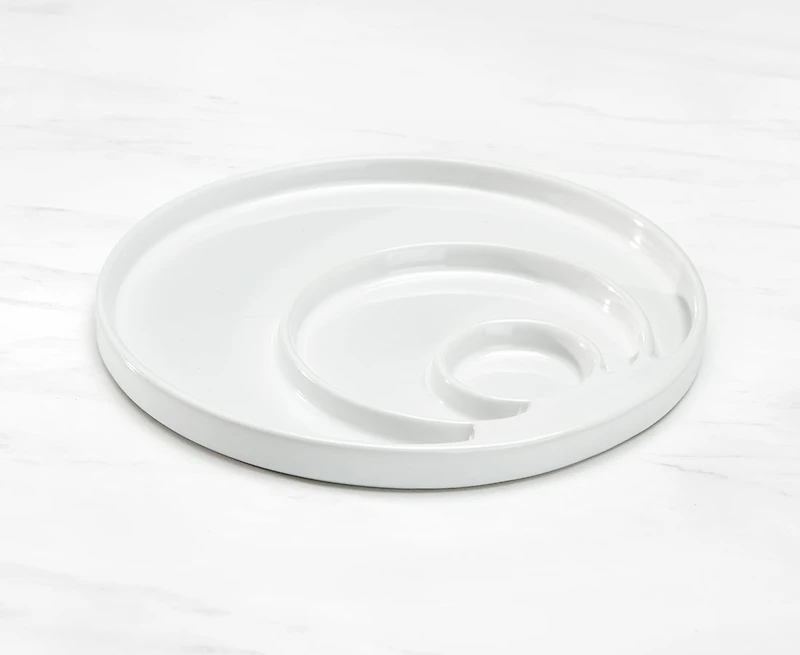 Assiette à fondue circulaire avec 3 compartiments, blanche, 22 cm