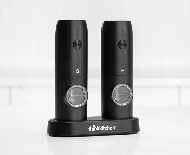 Moulins électriques pour le sel et le poivre Gourmet par thinkkitchen avec station de recharge USB