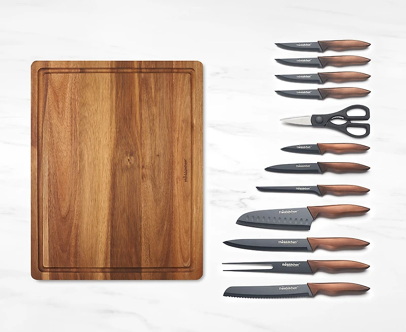 Couteaux et planche à découper Rhea par thinkkitchen, Ens. de 13 pièces