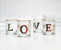 Verres Love, Ens de 4, transparent et multicolore
