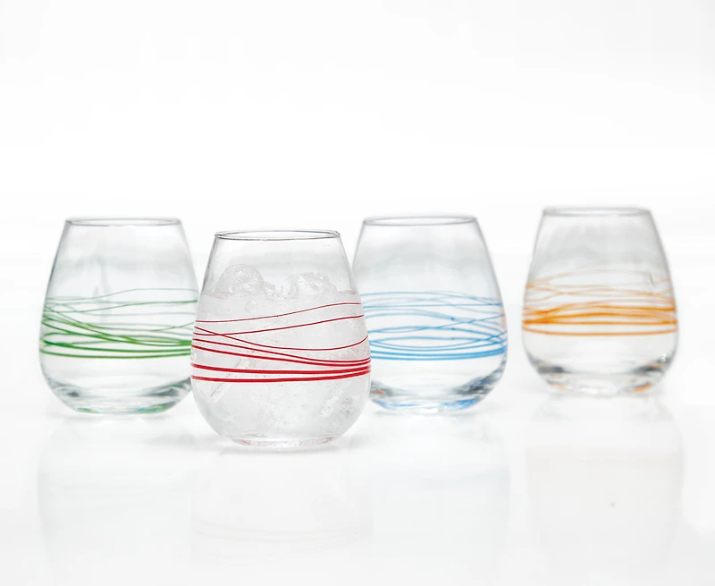 Verres Razzle, Ens. de 4, transparent et multicolore