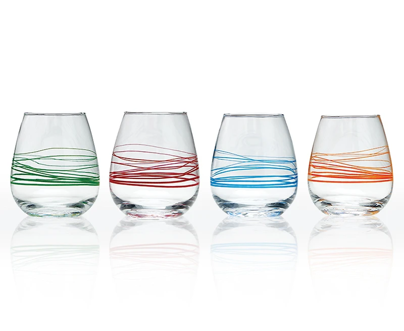 Verres Razzle, Ens. de 4, transparent et multicolore