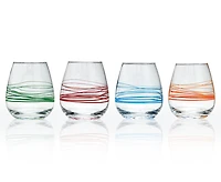 Verres Razzle, Ens. de 4, transparent et multicolore