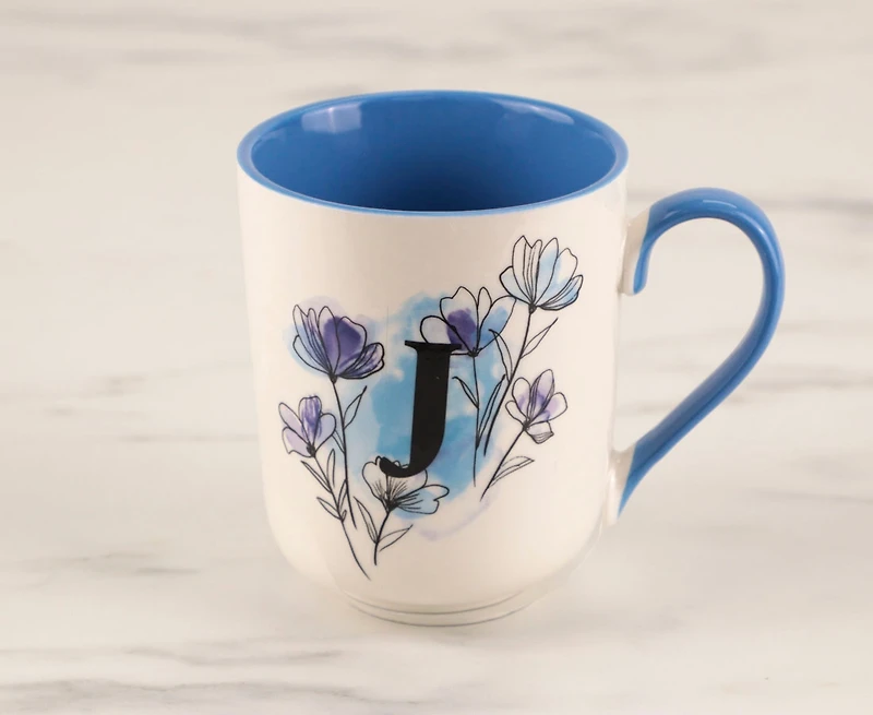 Tasse Monogram 'J', floral, 480 ml