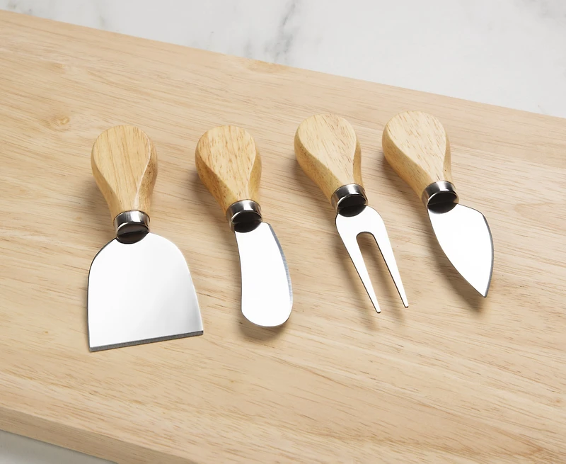 Planche à fromage en bambou avec manche et 4 outils par JS Gourmet
