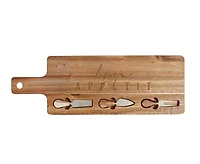 Planche à fromage en bambou avec manche et 4 outils par JS Gourmet