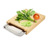 Planche à découper en bambou avec tiroir en métal par JS Gourmet