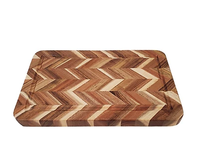 Planche à découper en acacia par JS Gourmet avec motif à chevrons