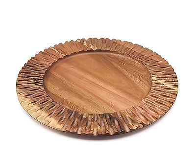 Plateau rond en bois d'acacia cannele par JS Gourmet