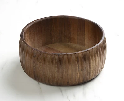 Bol de service en bois d'acacia cannelé par JS Gourmet, 23 po