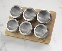 Support à épices magnétique JS Gourmet sur support en bambou, 7 pcs