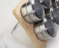 Support à épices magnétique JS Gourmet sur support en bambou, 7 pcs