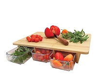Planche à découper en bambou JS Gourmet avec 3 tiroirs de rangements