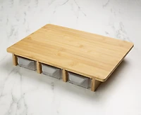 Planche à découper en bambou JS Gourmet avec 3 tiroirs de rangements