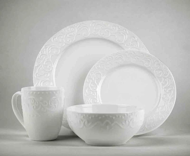 Trieste - Service de 16 pièces en porcelaine d'os gaufrée