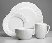 Bristol New Bone China, set de 16 pièces, blanc gaufré