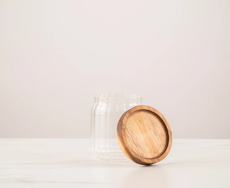 thinkkitchen Boîte en verre Marise 500ml, couvercle en bois