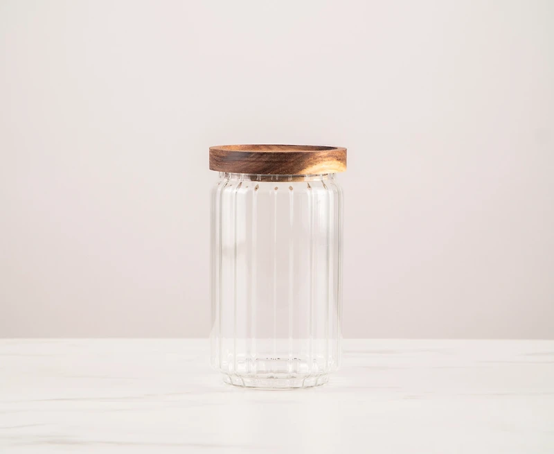 thinkkitchen Boîte en verre Marise 700 ml, couvercle en bois