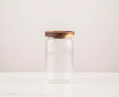 thinkkitchen Boîte en verre Marise 700 ml, couvercle en bois