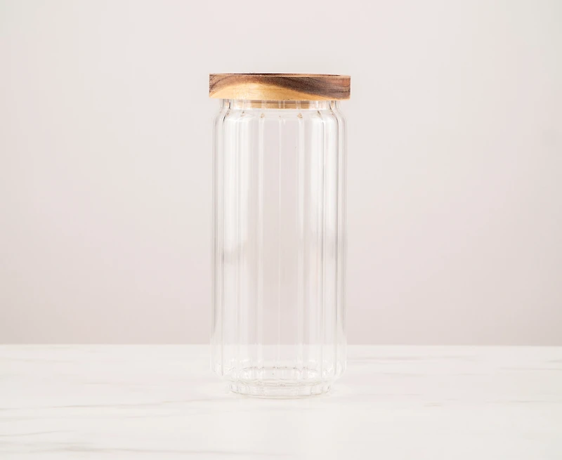thinkkitchen Boîte en verre Marise 1000ml, couvercle en bois