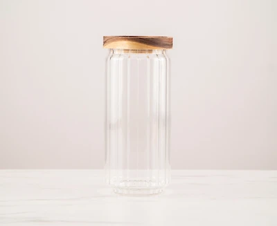 thinkkitchen Boîte en verre Marise 1000ml, couvercle en bois