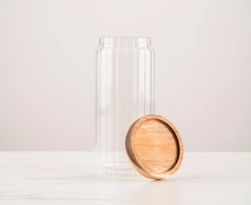 thinkkitchen Boîte en verre Marise 1000ml, couvercle en bois