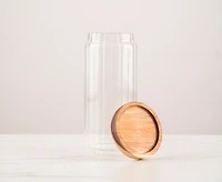 thinkkitchen Boîte en verre Marise 1000ml, couvercle en bois