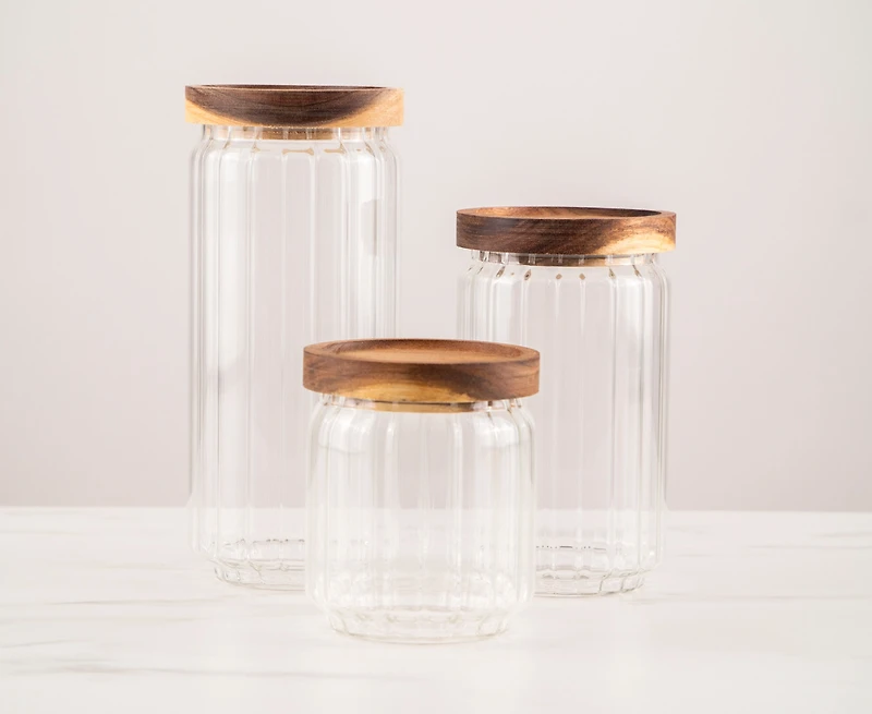 thinkkitchen Boîte en verre Marise 1000ml, couvercle en bois