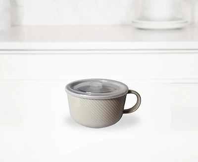 Damian Soup Bowl with Lid, 35 oz, Taupe