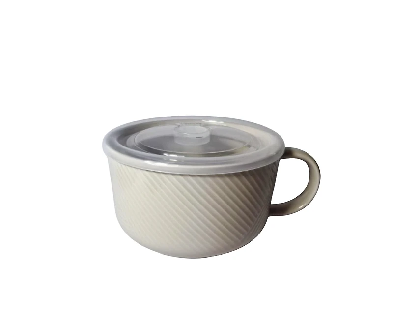 Damian Soup Bowl with Lid, 35 oz, Taupe