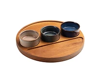 Ensemble plateau et plat rond en bois Océana S/4