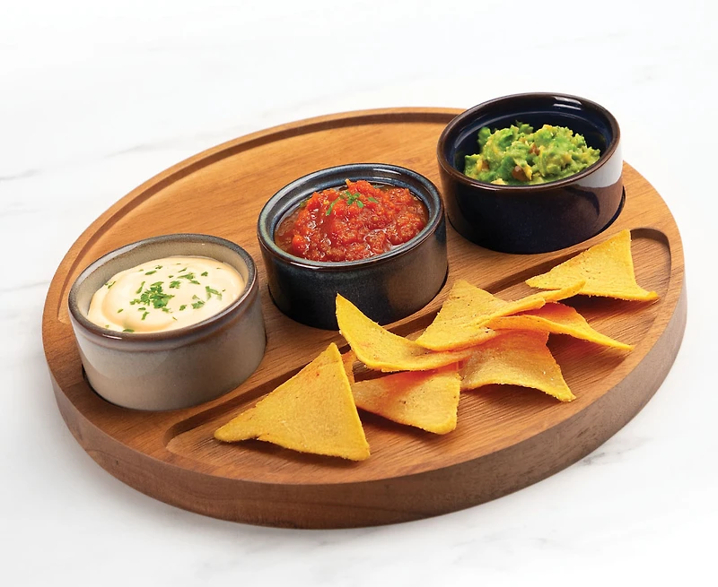 OCÉANA S/4 WOOD TRAY+ RD. DISH