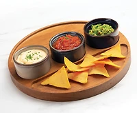 Ensemble plateau et plat rond en bois Océana S/4