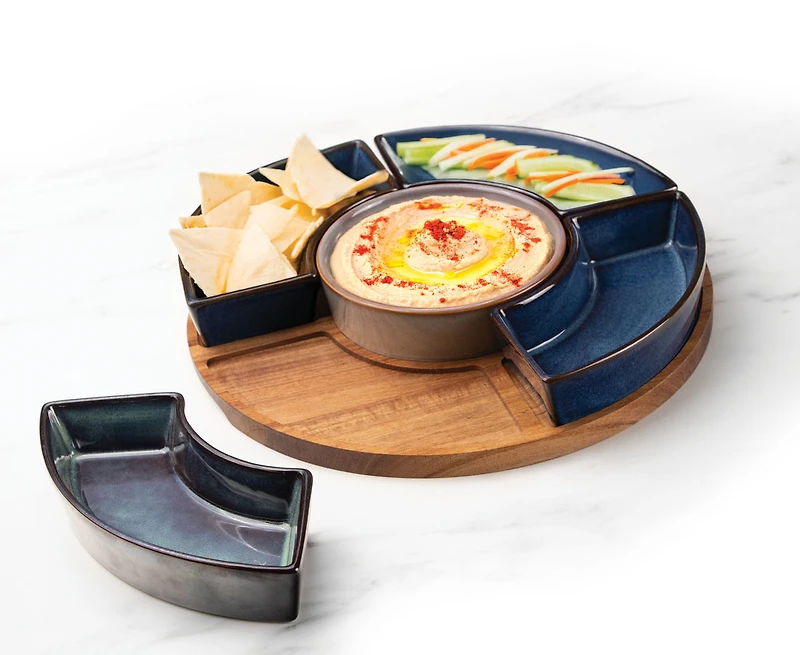 OCÉANA S/6 WOOD TRAY+ CERAMIC. DISH