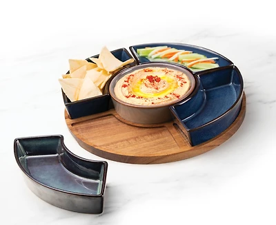 OCÉANA S/6 WOOD TRAY+  CERAMIC. DISH