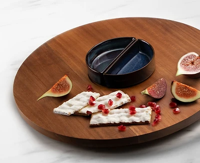 Lazy Susan en bois d'Océana avec plat en céramique