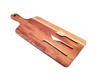 AVERY- WOOD BOARD W/ 3 GOLD KNIVES