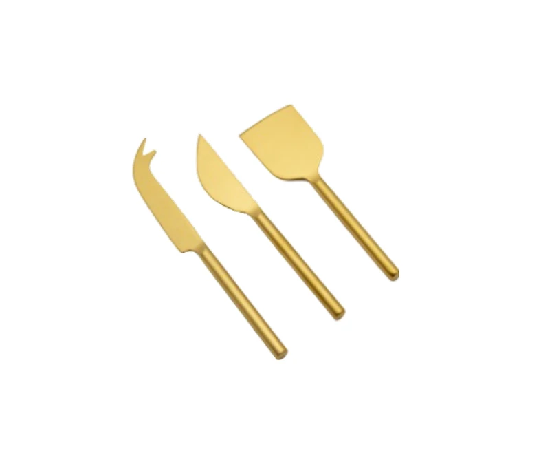 CHARCUTERIE SPECIAL-BOARD W/ 3 GOLD KNIVES,63CM.