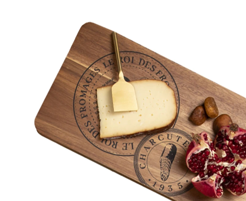 CHARCUTERIE SPECIAL-BOARD W/ 3 GOLD KNIVES,63CM.