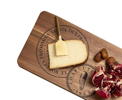 Planche à charcuterie avec 3 couteaux en or