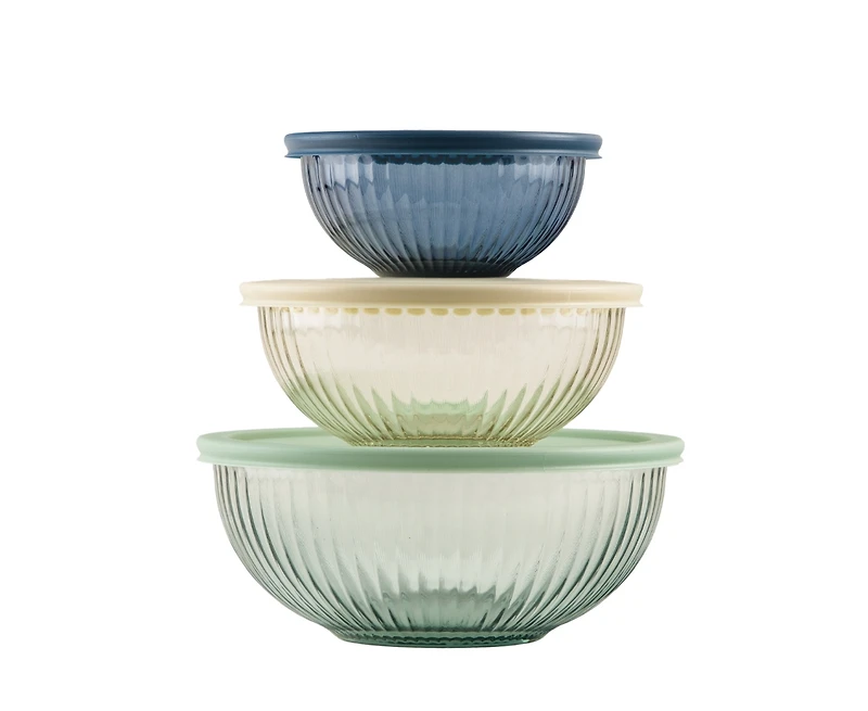 Set of 3 Glass Bowls with Lids