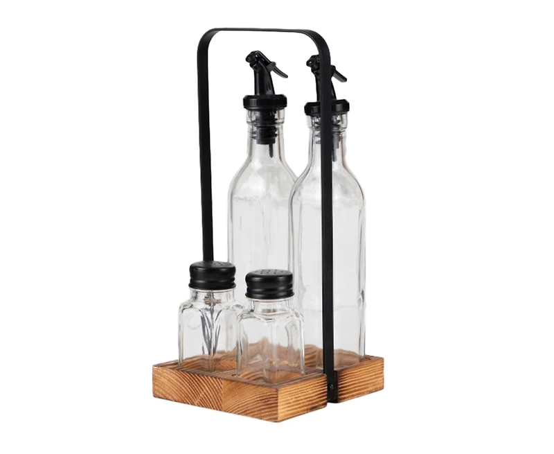 Spice Shakers with Wood and Glass