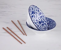 Ensemble de 4 bols à ramen Nobu avec baguettes