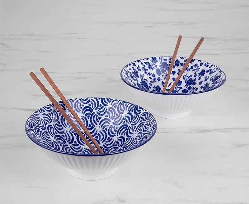 Ensemble de 4 bols à ramen Nobu avec baguettes