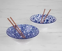 Ensemble de 4 bols à ramen Nobu avec baguettes